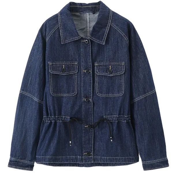 Naiste 2024. aasta sügisene pendeldajakk, vabaaja lihtne lühikeste pükste ja sinise puuvillaga teksariie