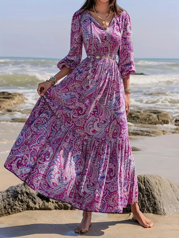 Γυναικείο μακρύ φόρεμα Aliexpress για Ευρωπαίους και Αμερικανούς σε διασυνοριακό Amazon Bohemian Leisure Vacation 2025