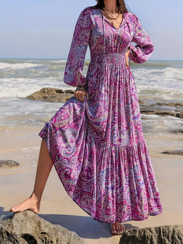 2025-ös európai és amerikai határokon átnyúló Amazon bohém szabadidős nyaralási női hosszú ruha Aliexpress