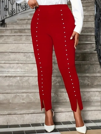 Új európai és amerikai határokon átnyúló Amazon és Aliexpress női nadrágok, külkereskedelmi lezser nadrágok, gyöngyökkel kirakott hasított leggings