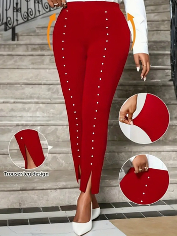 Új európai és amerikai határokon átnyúló Amazon és Aliexpress női nadrágok, külkereskedelmi lezser nadrágok, gyöngyökkel kirakott hasított leggings