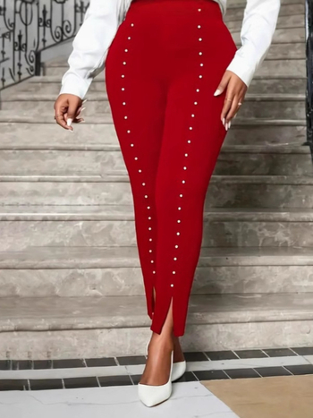 Új európai és amerikai határokon átnyúló Amazon és Aliexpress női nadrágok, külkereskedelmi lezser nadrágok, gyöngyökkel kirakott hasított leggings