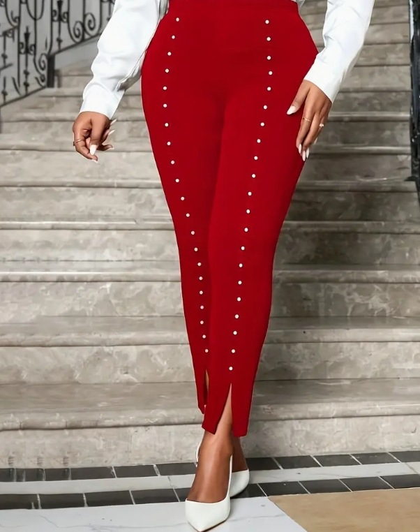 Új európai és amerikai határokon átnyúló Amazon és Aliexpress női nadrágok, külkereskedelmi lezser nadrágok, gyöngyökkel kirakott hasított leggings