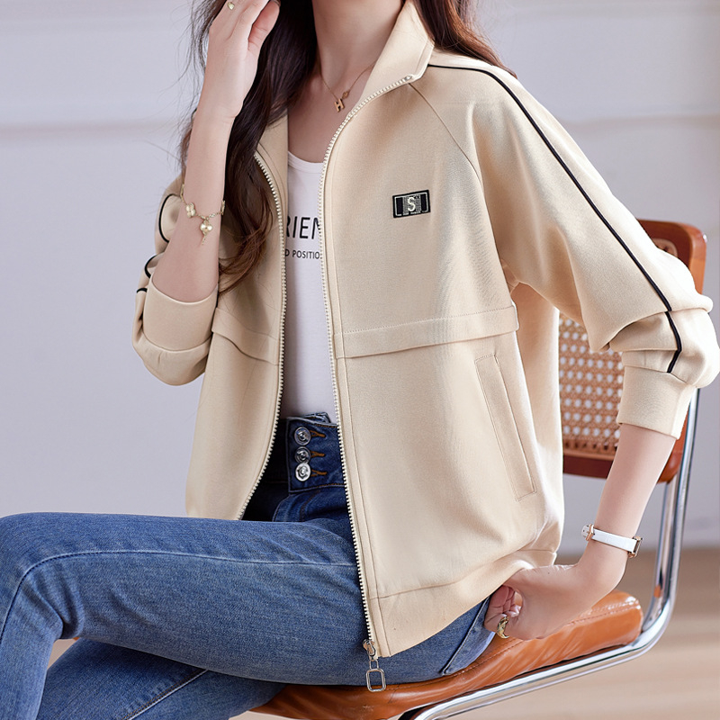 Γυναικείο παλτό με ζακέτα και κάθετο γιακά, λεπτό, άνοιξη και φθινόπωρο 2025, νέα ανοιξιάτικη μόδα, γυναικεία μπλούζα με φερμουάρ σε δυτικό στιλ