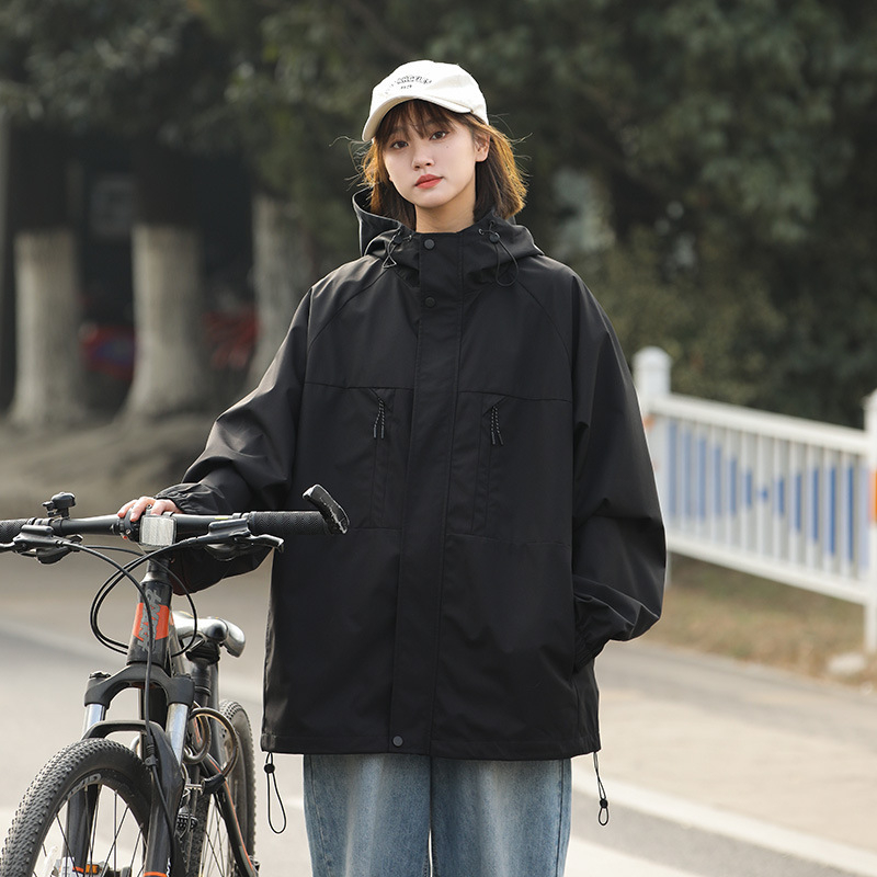 24-7814 Női Férfi Tavaszi és Őszi 2024 Új Laza Kapucnis Szélálló Vízálló Hétköznapi Kabát Trendi