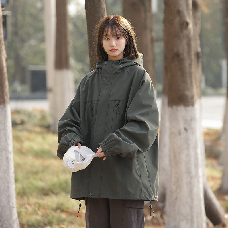24-7814 Női Férfi Tavaszi és Őszi 2024 Új Laza Kapucnis Szélálló Vízálló Hétköznapi Kabát Trendi
