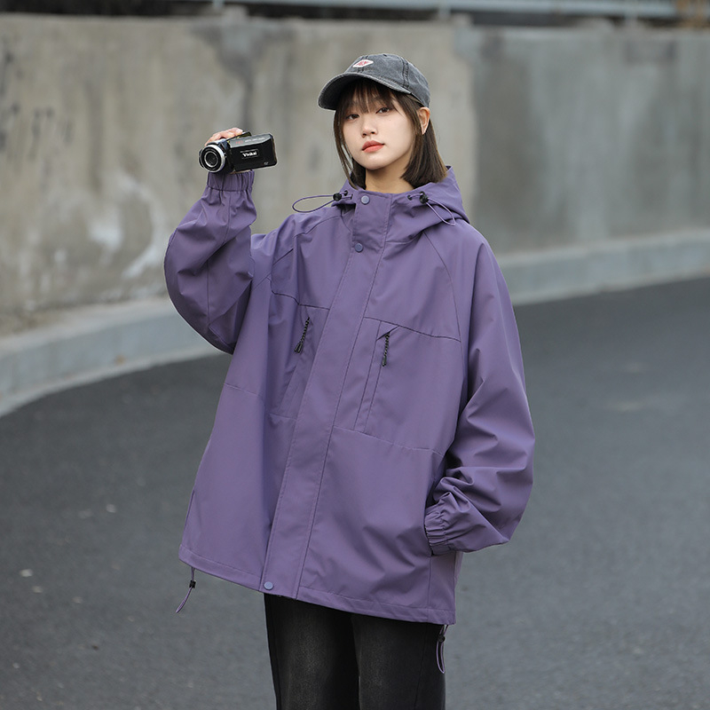 24-7814 Női Férfi Tavaszi és Őszi 2024 Új Laza Kapucnis Szélálló Vízálló Hétköznapi Kabát Trendi