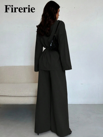 Διασυνοριακά ευρωπαϊκά και αμερικανικά γυναικεία ρούχα 2025 άνοιξη νέα μόδα high-end αίσθηση πουκάμισο με δαντέλα παντελόνι casual κοστούμι μόδας