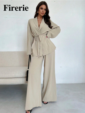 Διασυνοριακά ευρωπαϊκά και αμερικανικά γυναικεία ρούχα 2025 άνοιξη νέα μόδα high-end αίσθηση πουκάμισο με δαντέλα παντελόνι casual κοστούμι μόδας