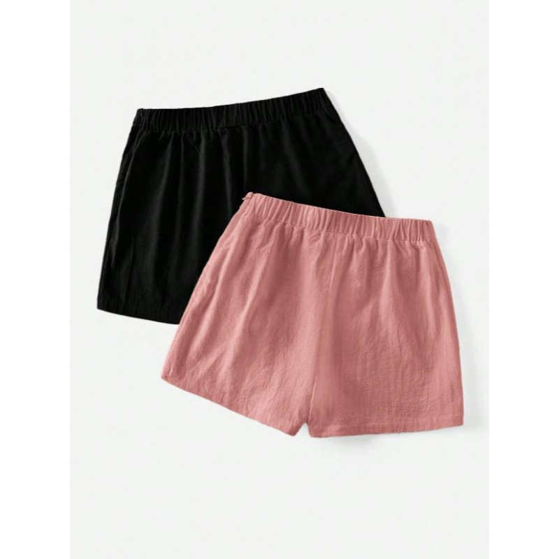 Amazon Cross-Border 2025 nyári új, tiszta színű, aszimmetrikus szegélyű, lezser, masnis női vászonszoknya