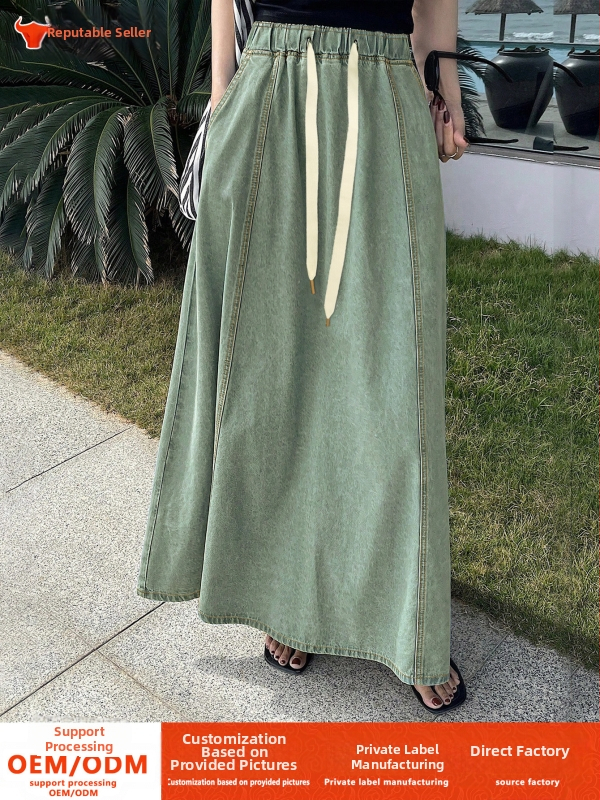 Határokon átnyúló külkereskedelem Amazon európai és amerikai amerikai design rugalmas derékú laza szoknya női lezser farmer szoknya