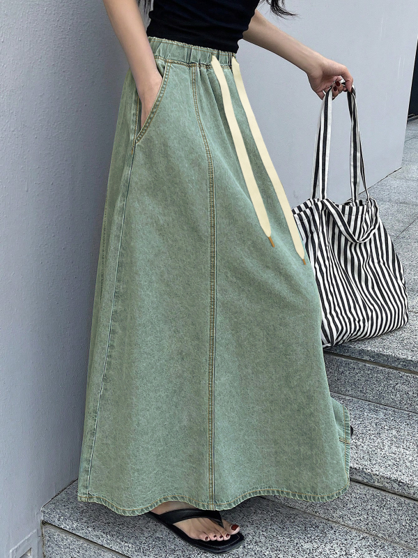 Határokon átnyúló külkereskedelem Amazon európai és amerikai amerikai design rugalmas derékú laza szoknya női lezser farmer szoknya