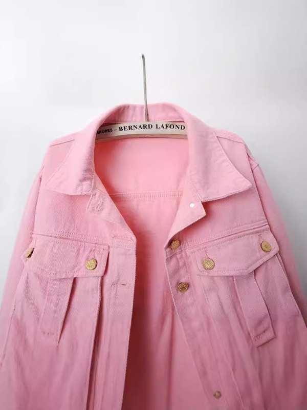 Rózsaszín rövid farmerdzseki női 2024 tavaszi/nyári új, laza, western stílusú, hétköznapi hongkongi stílusú retró dzseki felső