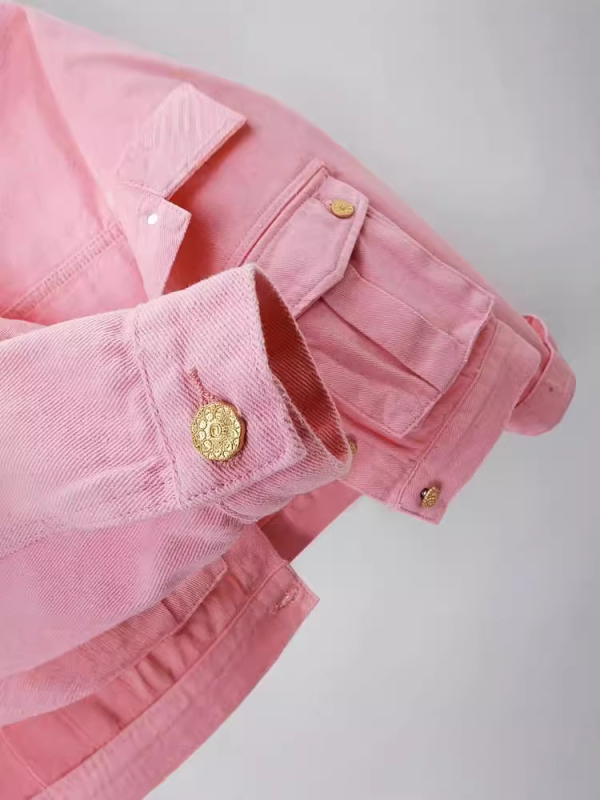 Rózsaszín rövid farmerdzseki női 2024 tavaszi/nyári új, laza, western stílusú, hétköznapi hongkongi stílusú retró dzseki felső