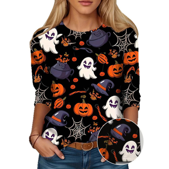 Szivárványszínű mintás 2025 tavaszi női középhosszú, háromnegyedes ujjú, retró virágmintás pulóver felső