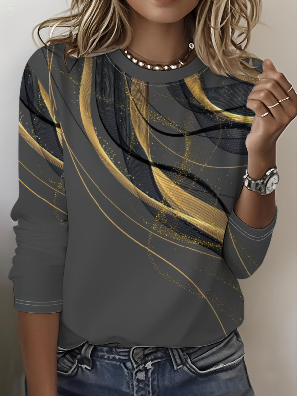 Szivárványszínű mintás 2025 tavaszi női középhosszú, háromnegyedes ujjú, retró virágmintás pulóver felső