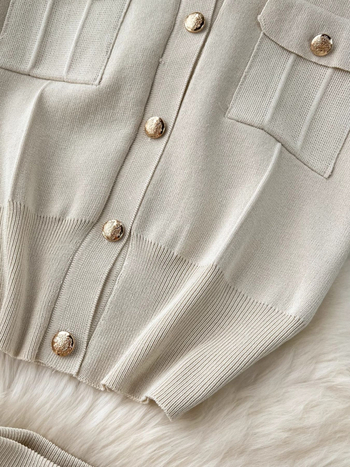 Διασυνοριακό Μοντέρνο Casual Στυλ Γυναικείο Καλοκαιρινό Απλό Κοντόμανικο Πλεκτό Ζακέτα με Φούστα Δύο Τεμαχίων για το Καλοκαίρι 2025