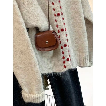 Γυναικείο Παλτό με Μαλακό Κερί και Πλεκτή Λαιμόκοψη, Φθινόπωρο και Χειμώνας 2025, Νέα Στολή, Πλεκτή Ζακέτα, Τοπ