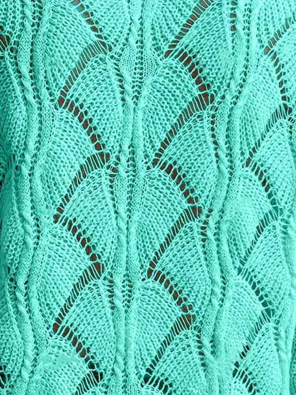 Euroopa ja Ameerika stiilis Amazoni piiriülene AliExpressi V-kaelusega naiste pluss-suuruses kootud õõnesväljadega pikkade varrukatega kampsun