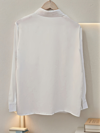 2025 Nyári Új Női Lezser Laza, Egyszínű Gombos Ing Mellzsebbel és Klasszikus Nyakkivágással