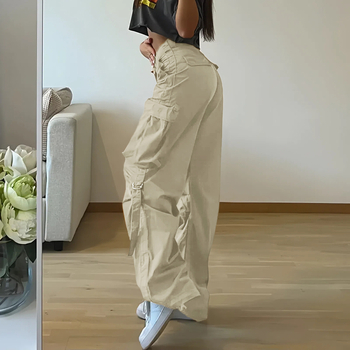 Határokon átnyúló európai és amerikai utcai overall női zsebes varrású szalag egyszínű egyenes laza lezser nadrág karcsúsított nadrág