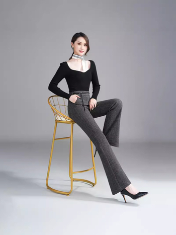 Елегантни вълнени панталони с големи размери, есенни нови 2024 г. с висока талия, модни ежедневни разкроени панталони за жени на средна и по-възрастна възраст