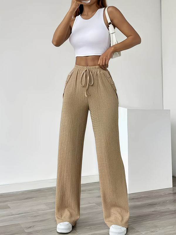 2025-ös, határokon átnyúló európai és amerikai stílusú, Amazon-os, lezser, divatos, bő szárú nadrág, lezser nadrág, magas derekú, egyszerű, hosszú nadrág, női stílus