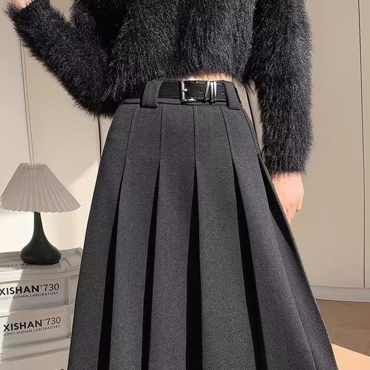 Skladaná sukňa 2025 Jar a leto Kórejský štýl Vysoký pás Úzka sukňa strednej dĺžky Elegantná sukňa Sexy stredne dlhá zahalená