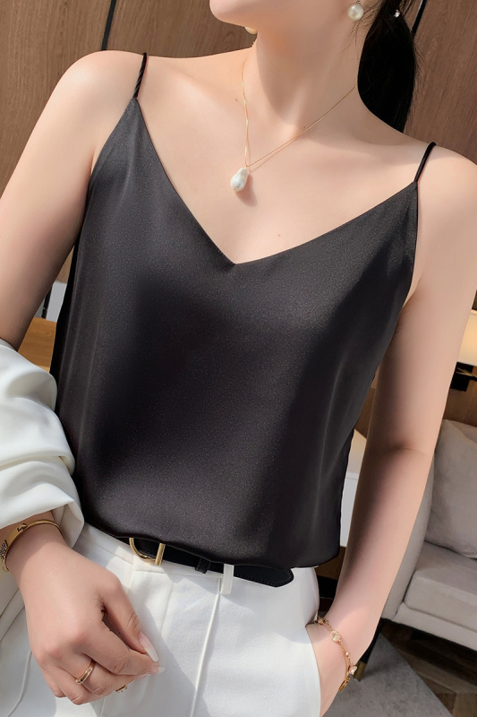 Selyem utánzatú trikó női nyári kosztüm elérhető luxus szatén külső ujjatlan felsővel, váll nélküli, fehér, karcsúsított szabású