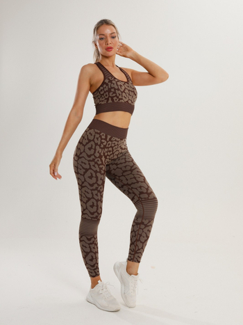 Prekogranično bešavno sportsko odijelo s leopard printom, europsko i američko visokoelastično otporno na udarce, kratke hlače za trčanje za žene