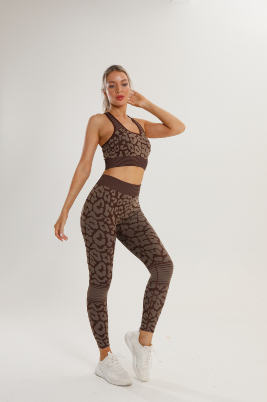 Prekogranično bešavno sportsko odijelo s leopard printom, europsko i američko visokoelastično otporno na udarce, kratke hlače za trčanje za žene
