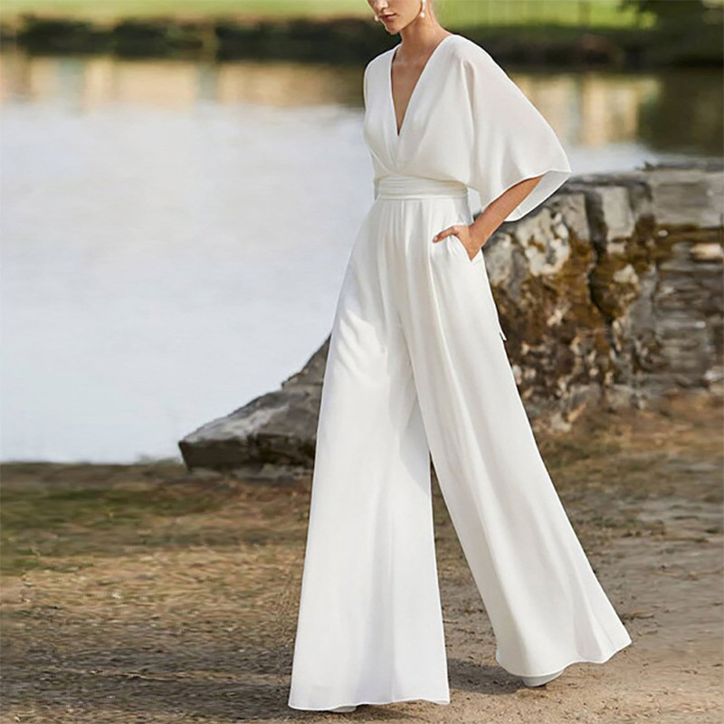 2023 nyári európai és amerikai külkereskedelmi új női denevérujjú overál Amazon Explosions alkalmi magas derekú, széles szárú nadrág