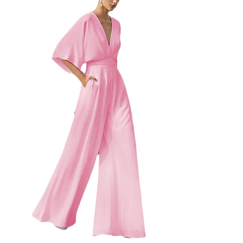 2023 nyári európai és amerikai külkereskedelmi új női denevérujjú overál Amazon Explosions alkalmi magas derekú, széles szárú nadrág