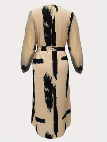 Őszi Külkereskedelmi Független Állomás Elegáns Közel-Keleti Női Muszlim Köntös Női Hosszú Szoknya Nyomtatott Hosszú Ujjú Ruha High End