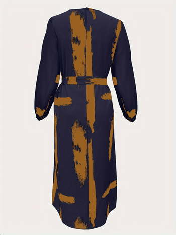 Őszi Külkereskedelmi Független Állomás Elegáns Közel-Keleti Női Muszlim Köntös Női Hosszú Szoknya Nyomtatott Hosszú Ujjú Ruha High End