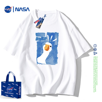 NASA Joint Ανδρικό Καλοκαιρινό T-shirt με Κοντομάνικο, από Καθαρό Βαμβάκι, Μοντέρνο, Χαλαρό, Brand Ins, Μοντέρνο Μπλούζα με Αρκουδάκι και Μισό Μανίκι για Ζευγάρια