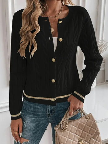 2025 őszi és téli, határokon átnyúló, európai és amerikai új, kerek nyakú, gombos kábelkardigán