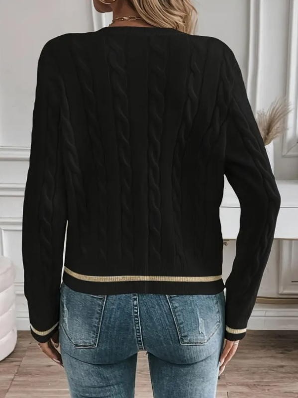 2025 őszi és téli, határokon átnyúló, európai és amerikai új, kerek nyakú, gombos kábelkardigán