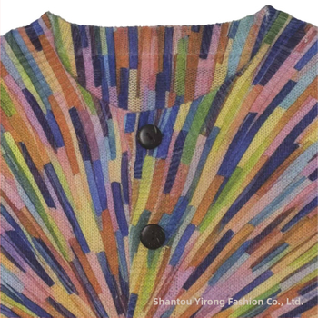 Európai és amerikai export női ruházati szivárvány színű mintás kötöttáru kötöttáru kardigán kabát gyári nagykereskedelem