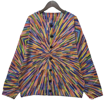 Európai és amerikai export női ruházati szivárvány színű mintás kötöttáru kötöttáru kardigán kabát gyári nagykereskedelem