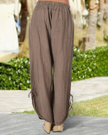 2023 Új Amazon Dögös Egyszínű Magas Derekú Pamutvászon Alkalmi Nadrág