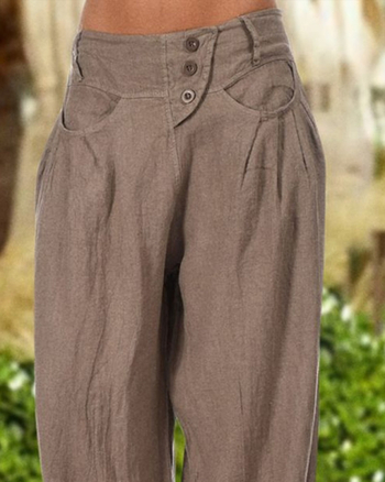 2023 Új Amazon Dögös Egyszínű Magas Derekú Pamutvászon Alkalmi Nadrág