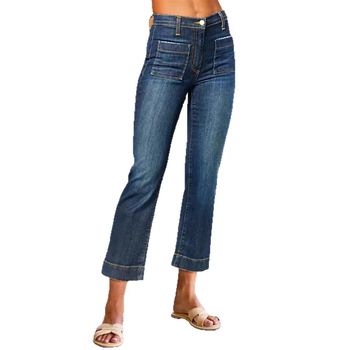 Határokon átnyúló exkluzív, független állomású Amazon 2025 magas derekú, rugalmas, divatos, sokoldalú, kopott, rövidített farmernadrág nőknek