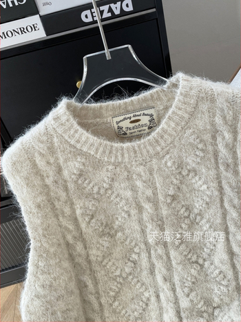 Koreai stílusú, puha, viaszos, csavart kötött mellény nőknek, tavaszi és őszi új, vastagított, réteges, kerek nyakú pulóvermellény, mellény, külső viselet