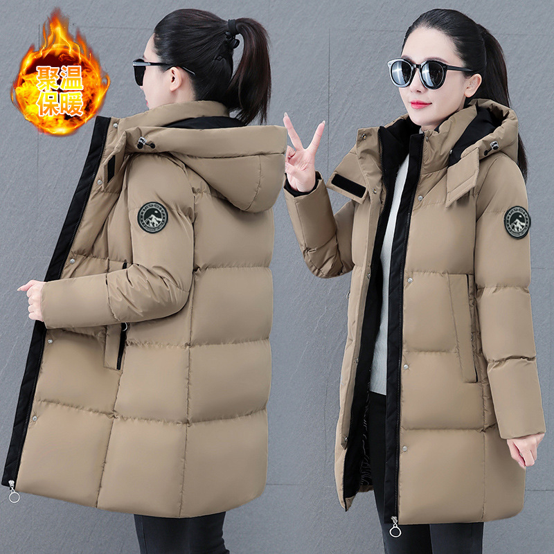 Jachetă de bumbac de lungime medie pentru femei 2024 iarna stil nou pentru mame de vârstă mijlocie îngroșată caldă din bumbac jachetă la modă vrac din bumbac