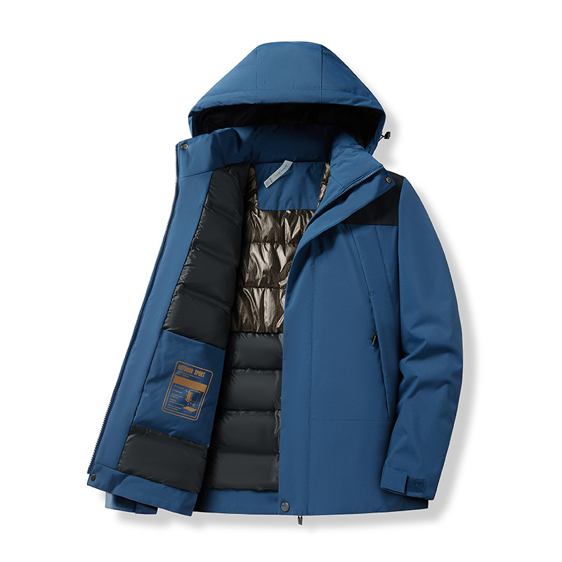 Középkorú és idős grafén pamuttal bélelt férfi téli vastagított meleg pamuttal bélelt kabát apuka munkaruha kapucnis meleg pamuttal bélelt kabát