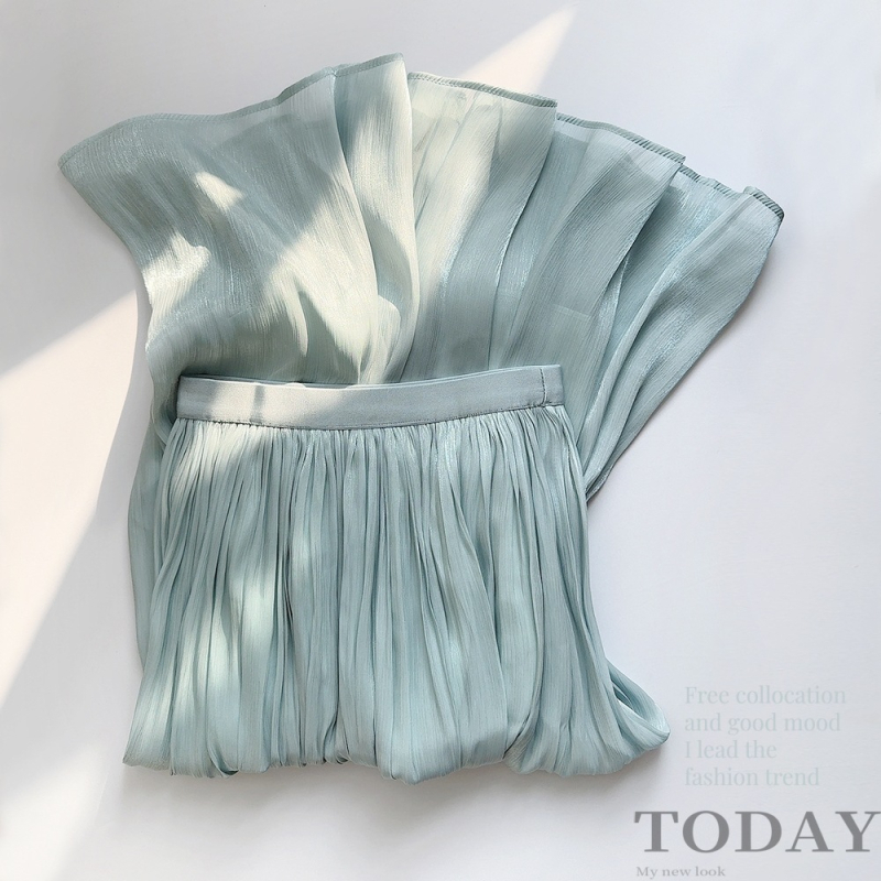 Elegáns, lezser szoknya 2024 tavaszi-nyári, rakott, karcsúsító megjelenés, középhosszú, drapéria, elegáns, organza, A-szegélyű szoknya