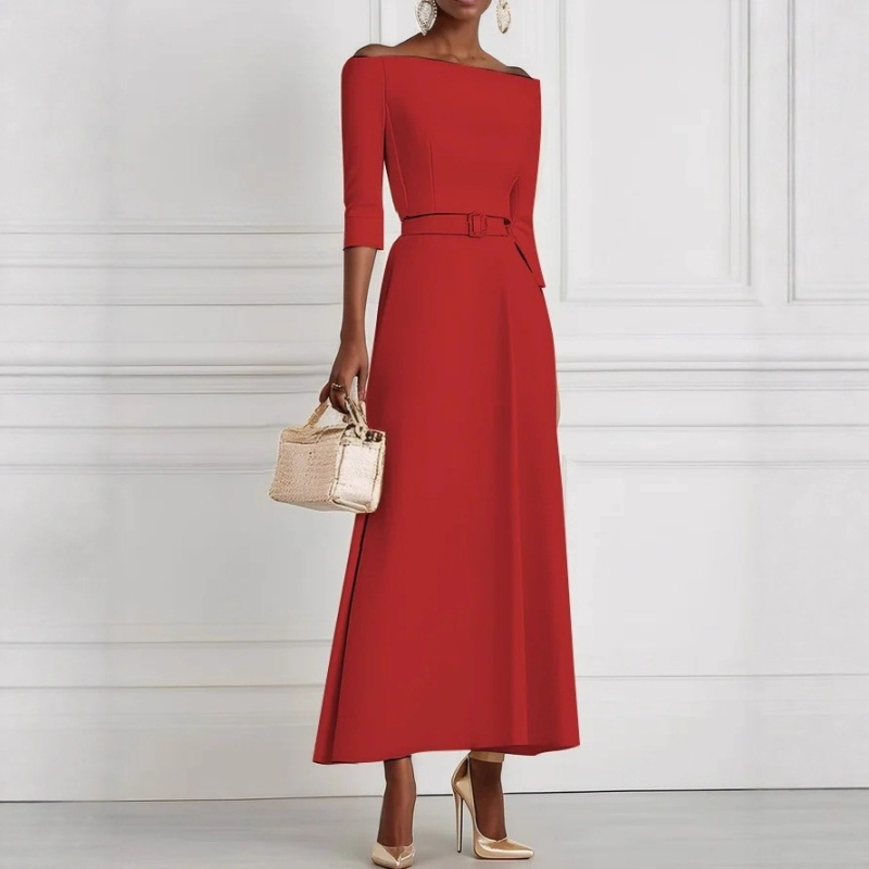 2025-ös európai és amerikai Amazon határokon átnyúló, divatos tavaszi és nyári, tiszta színű, divatos, elegáns derekú, egyvállas női ruha