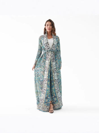 Δημοφιλές Γυναικείο Ρόμπε Abaya Aliexpress Commuter για Άνοιξη και Καλοκαίρι, Νέο, Τυπωμένο, Μακρυμάνικο, Χαλαρό, Πλισέ Ζακέτα