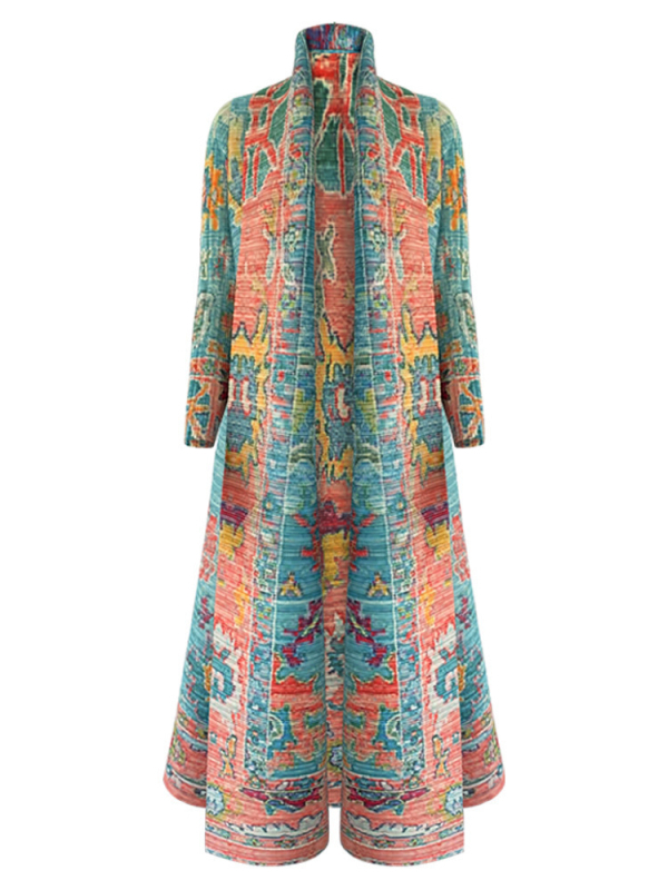 Δημοφιλές Γυναικείο Ρόμπε Abaya Aliexpress Commuter για Άνοιξη και Καλοκαίρι, Νέο, Τυπωμένο, Μακρυμάνικο, Χαλαρό, Πλισέ Ζακέτα